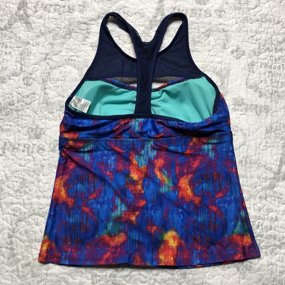 Title Nine Jane Bond Tankini Swim Top Size Medium Marble Print Blueberry 603532 - Picture 4 of 11